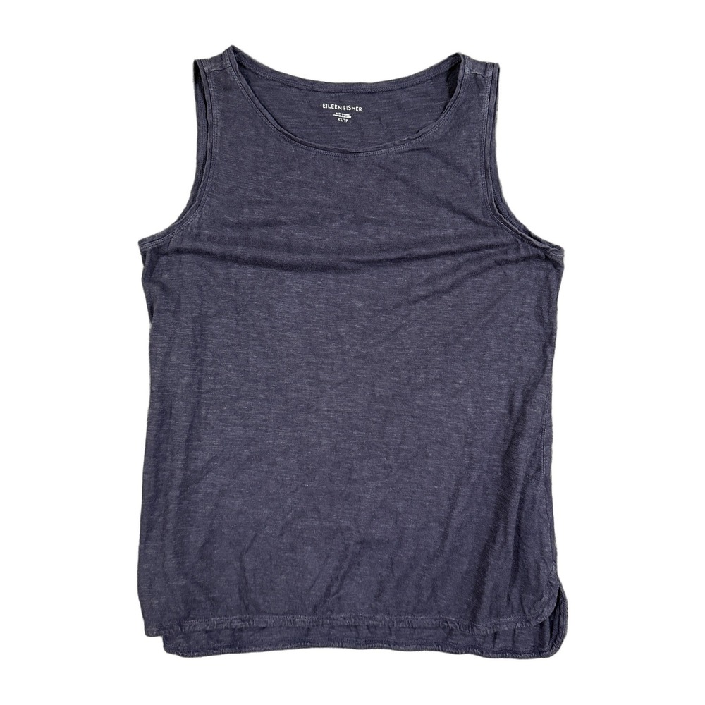 Eileen Fisher Navy Blue Hemp Organic Cotton Slub Tank Top XS NWOT